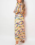 Long Sleeve Printed Maxi Dress with Belt Detail - Toi ‘n’ Moi Ltd