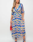 Long Sleeve Printed Maxi Dress with Belt Detail - Toi ‘n’ Moi Ltd