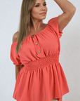 Button Front Cinched Waist Top - Toi ‘n’ Moi Ltd
