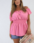 Button Front Cinched Waist Top - Toi ‘n’ Moi Ltd