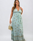 Dazzling Leaf Print Spaghetti Strap Maxi Dress - Toi ‘n’ Moi Ltd