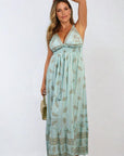 Dazzling Leaf Print Spaghetti Strap Maxi Dress - Toi ‘n’ Moi Ltd