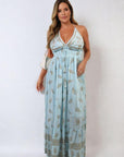 Dazzling Leaf Print Spaghetti Strap Maxi Dress - Toi ‘n’ Moi Ltd