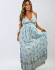 Dazzling Leaf Print Spaghetti Strap Maxi Dress - Toi ‘n’ Moi Ltd