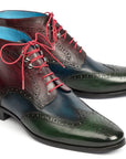 Paul Parkman Wingtip Ankle Boots Three Tone Green Blue Bordeaux (ID