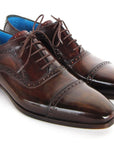 Paul Parkman Men's Captoe Oxfords Anthracite Brown Hand-Painted Leather (ID