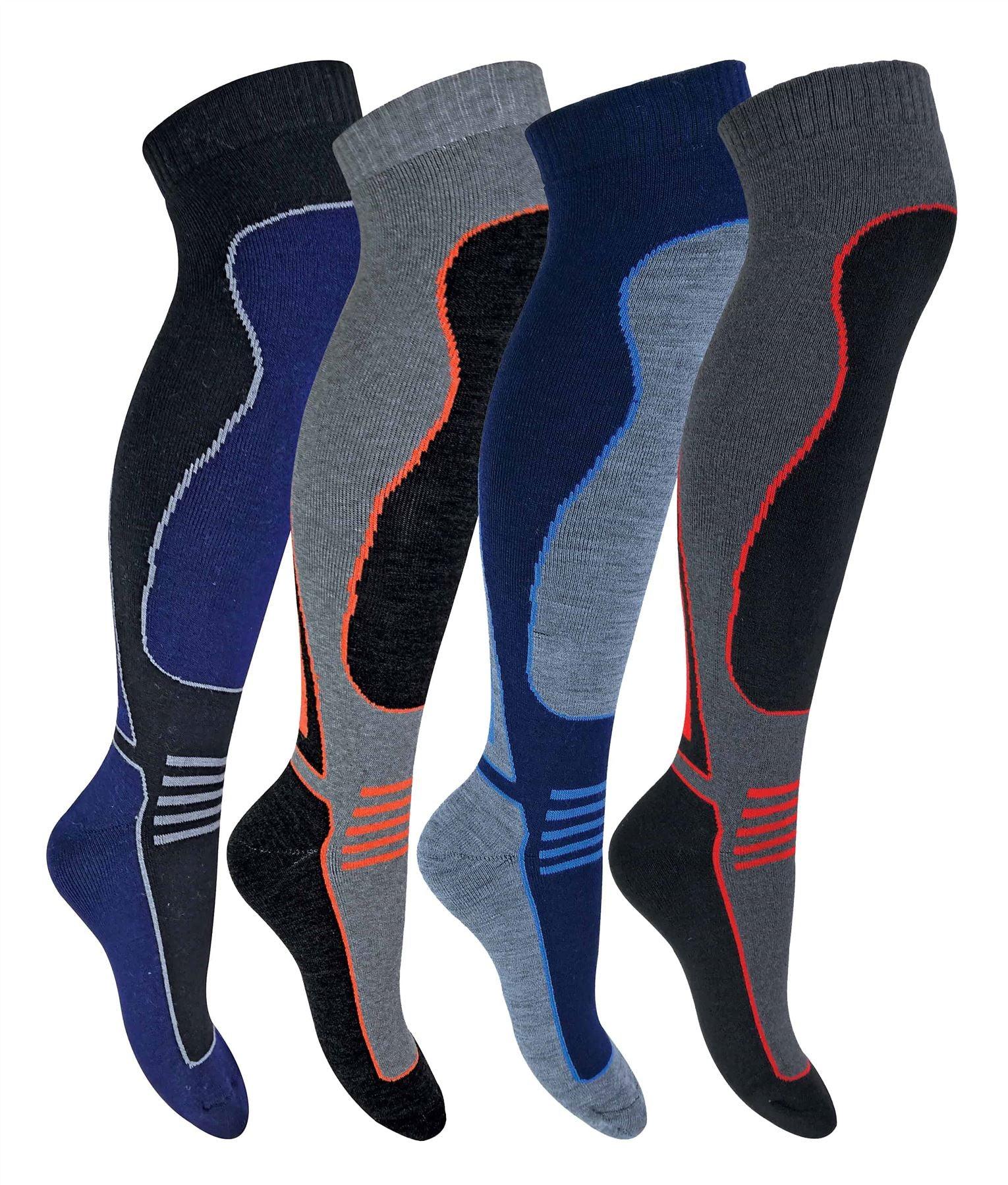 4 Pairs Adults Knee High Wool Ski Socks - Toi ‘n’ Moi Ltd