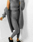 Ladies 3 Piece Suit Roll Neck Chunky Knitted Ribbed Tracksuit Lounge Set - Toi ‘n’ Moi Ltd
