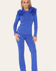 Ruffle Frill Shoulder Ribbed Loungewear Co-Ord Top & Trouser Set - Toi ‘n’ Moi Ltd