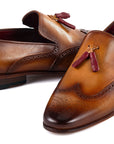 Paul Parkman Men's Wingtip Tassel Loafers Brown Leather (ID
