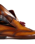 Paul Parkman Men's Wingtip Tassel Loafers Brown Leather (ID