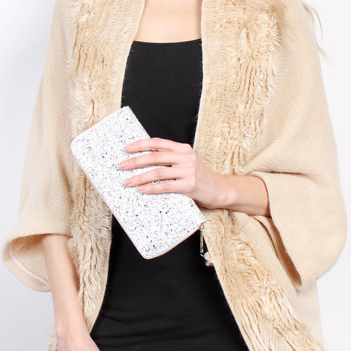 Hdg1883 - Portefeuille à fermeture éclair pailletée