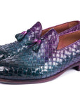 Paul Parkman Woven Leather Tassel Loafers Multicolor (ID