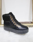 Lace Up Fluffy High Top Trainers