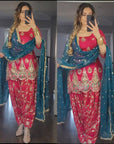 Stunning Pink Punjabi Dhoti Salwar Kameez with Heavy Embroidery Work – Ready-to-Wear Stitched Salwar Suit for Women | Indian Wedding Dresses - Toi ‘n’ Moi Ltd