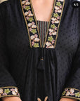 Elegant Sea Black Anarkali V-Neck Kurti Set – 3-Piece Indian Traditional Outfit with Dupatta | Perfect Gift & Daily Wear Inspired by Indian Culture - Toi ‘n’ Moi Ltd