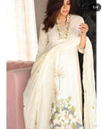 Elegant Sea White Anarkali V-Neck Kurti Set – 3-Piece Indian Traditional Outfit with Dupatta | Perfect Gift & Daily Wear Inspired by Indian Culture - Toi ‘n’ Moi Ltd