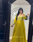 Elegant Embroidered Fox Georgette Gown – Heavy Sequence & Crush Work for a Glamorous Look - Toi ‘n’ Moi Ltd