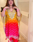 Elegant Bandhani Print Kaftan with Sequence Embroidery – Stylish Set with Pant - Toi ‘n’ Moi Ltd