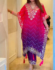 Elegant Bandhani Print Kaftan with Sequence Embroidery – Stylish Set with Pant - Toi ‘n’ Moi Ltd