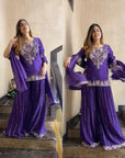Elegant Palazzo & Sharara Suit – Georgette with Sequin Embroidery | Stunning 3-Piece Set with Dupatta | Perfect Wedding Outfit - Toi ‘n’ Moi Ltd