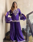 Elegant Palazzo & Sharara Suit – Georgette with Sequin Embroidery | Stunning 3-Piece Set with Dupatta | Perfect Wedding Outfit - Toi ‘n’ Moi Ltd