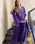 Elegant Palazzo & Sharara Suit – Georgette with Sequin Embroidery | Stunning 3-Piece Set with Dupatta | Perfect Wedding Outfit - Toi ‘n’ Moi Ltd