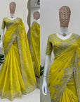 Luxury Designer Saree in Tibby Silk – Elegant Thread & Sequin Work with Matching Blouse | Premium Ethnic Wear - Toi ‘n’ Moi Ltd