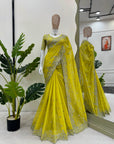 Luxury Designer Saree in Tibby Silk – Elegant Thread & Sequin Work with Matching Blouse | Premium Ethnic Wear - Toi ‘n’ Moi Ltd