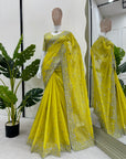 Luxury Designer Saree in Tibby Silk – Elegant Thread & Sequin Work with Matching Blouse | Premium Ethnic Wear - Toi ‘n’ Moi Ltd