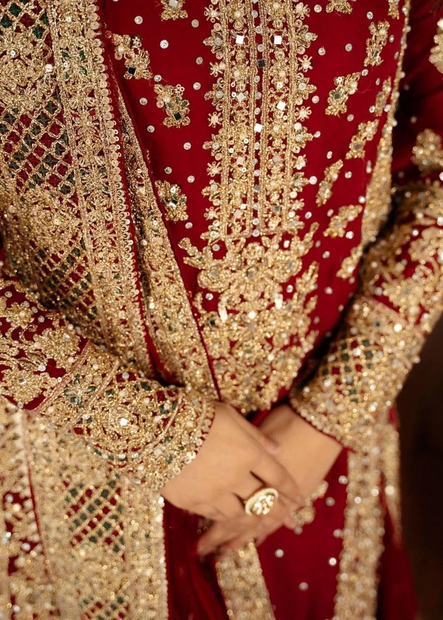 Elegant Embroidered Long-Sleeve Dress – Pakistani 3-Piece Formal Salwar Kameez | Designer Handmade Traditional Wear - Toi ‘n’ Moi Ltd