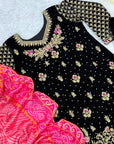 Elegant Ready-to-Wear Black Pure Viscose Velvet Suit – Heavy Embroidery Design for Women | Stylish Party & Festive Wear - Toi ‘n’ Moi Ltd