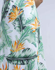 White Midi Dress in Tropical Leaves