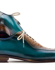 Paul Parkman Genuine Ostrich Leg Bicycle Toe Oxfords Green & Brown (ID