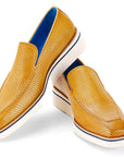 Paul Parkman Men's Smart Casual Perforated Leather Loafers Beige (ID