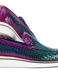 Paul Parkman Men's Smart Casual Woven Leather Loafers Green & Purple (ID