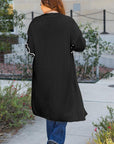 Beige Flower Embroidered Drop Shoulder Open Front Duster Cardigan - Toi ‘n’ Moi Ltd