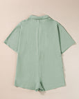 Black Plain Half Button Collared Pocket Loose Romper - Toi ‘n’ Moi Ltd