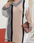 Apricot Mixed Boucl Color Block Plus Size Sweater Dress - Toi ‘n’ Moi Ltd
