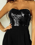 Black Sequin Tube Top Wide Leg Jumpsuit - Toi ‘n’ Moi Ltd