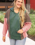 Breen Plus Size Colorblock Patchwork V Neck Hoodie - Toi ‘n’ Moi Ltd