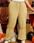 Beige Drawstring Adjusted Band High Waist Plus Size Pants - Toi ‘n’ Moi Ltd