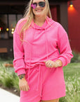 Black Textured Hoodie and Shorts Plus Size Two Piece Set - Toi ‘n’ Moi Ltd