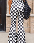 Black Checkerboard High Rise Casual Flared Pants - Toi ‘n’ Moi Ltd