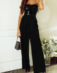 Black Sequin Tube Top Wide Leg Jumpsuit - Toi ‘n’ Moi Ltd