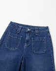 Jean taille haute à jambes larges et poches bleu marine