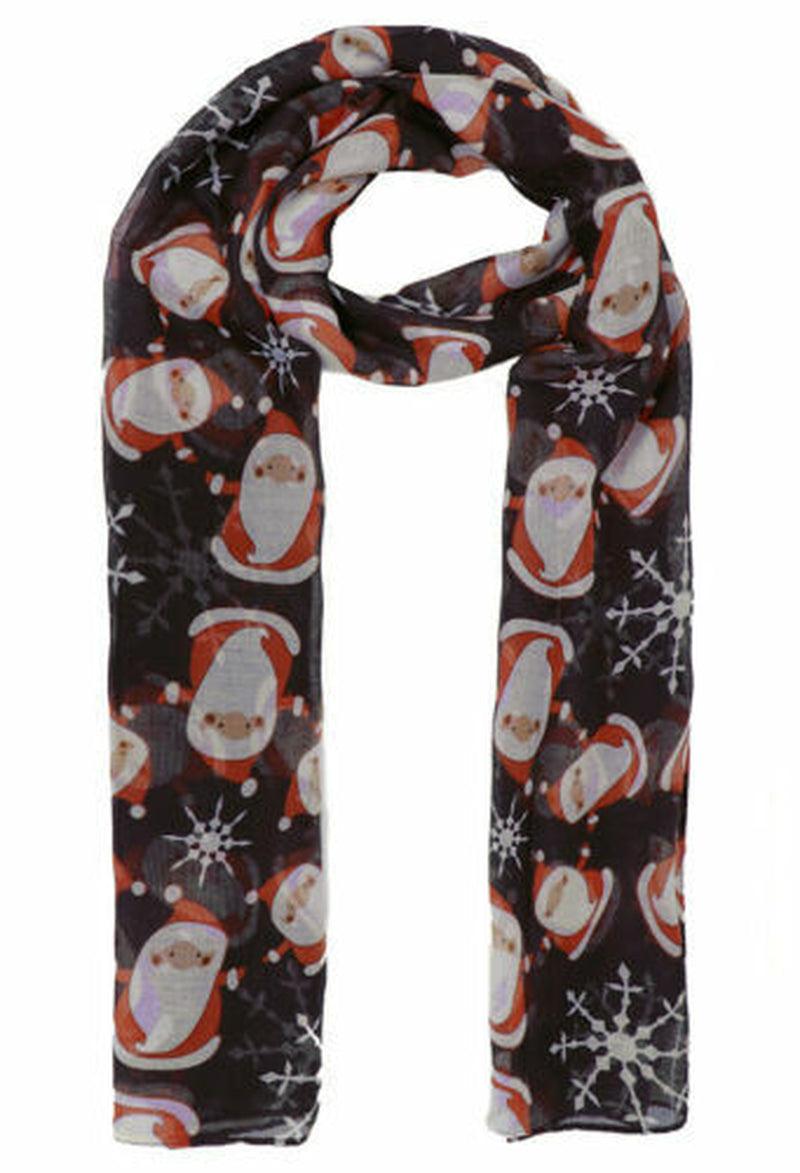 Womens Ladies Christmas Festive Scarf Santa Claus Snowman Print Winter Gifts UK - Toi ‘n’ Moi Ltd