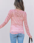 Blossom Floral Lace Sheer Long Sleeve Top - Toi ‘n’ Moi Ltd
