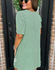 Robe t-shirt à manches bouffantes et imprimé trèfle vert menthe