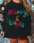Black Tinsel Merry & Bright Round Neck Plus Size Sweater - Toi ‘n’ Moi Ltd